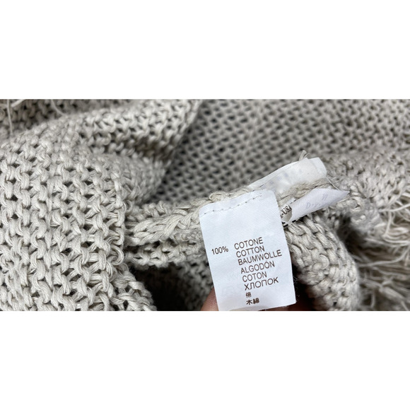 Brunello Cucinelli Sweater Womens Large Beige Cotton Knit Fringe Made in Italy - Picture 9 of 16